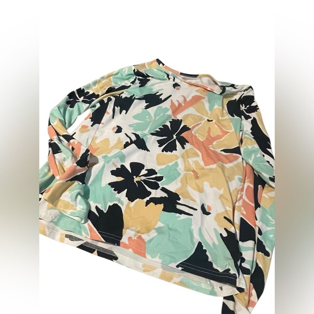 Hang Ten Floral Long Sleeve Top - Mint, Coral, Yellow, Black